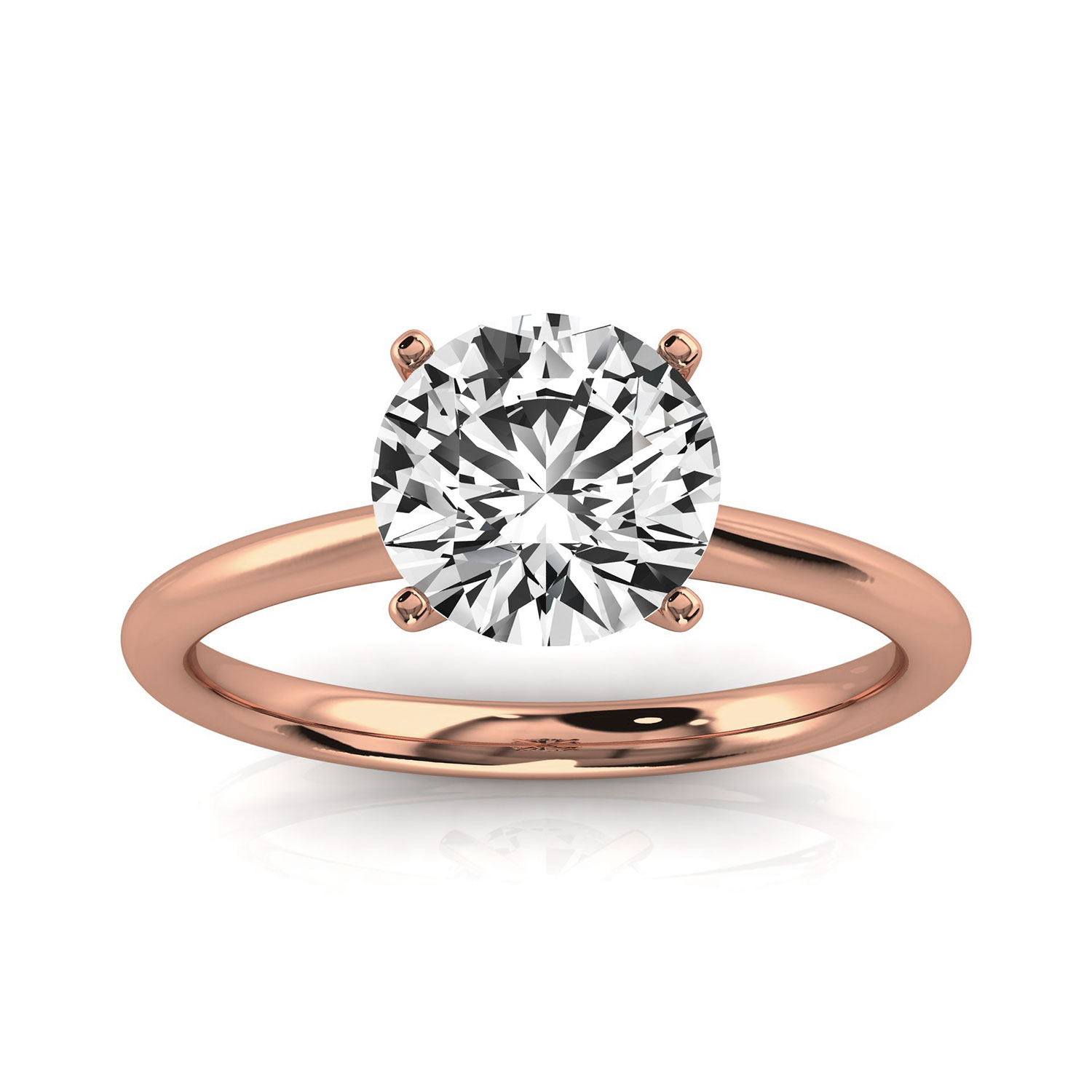 14K Rose Gold Reli 2 MM Solitaire Ring